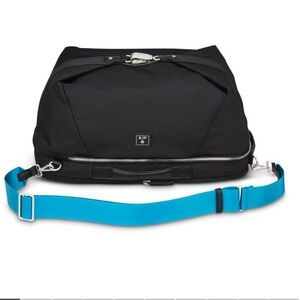 NEW SJP Shoeful Black Duffel Bag with Blue Strap
